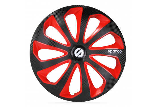 Delige Sparco Wieldoppenset Sicilia Inch Zwart Rood Carbon