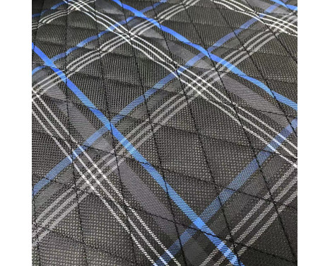 Siège sport 'GT' - Similicuir noir + Tissu en losange bleu + Coutures bleues - Double face la plus éloignée
