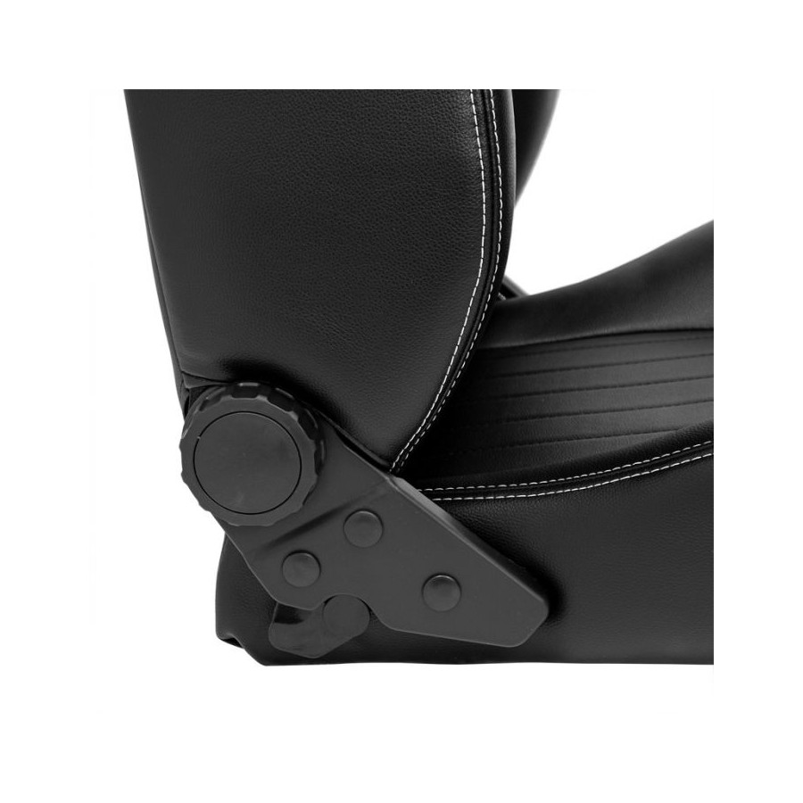 Siège sport 'Retro' - Cuir synthétique noir + coutures argentées