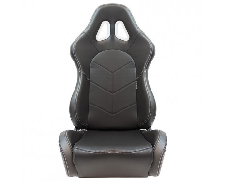 Sports chair 'TN' - Black Artificial leather + Silver stitching - Double-sided adjustable back - incl., Image 3