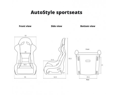 Sports seat 'BS6' - Black - Fixed polyester back - incl. Slides, Image 9