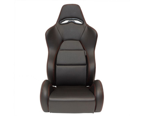 Sports seat 'Eco' - Black artificial leather + Red stitching - Adjustable backrest on the left side, Image 3