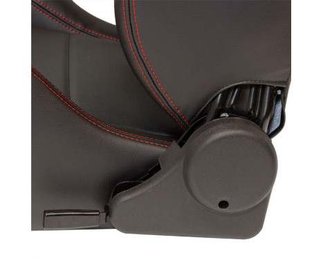 Sports seat 'Eco' - Black artificial leather + Red stitching - Adjustable backrest on the left side, Image 5