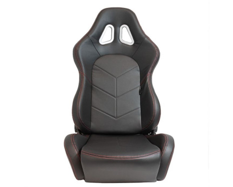 Sports seat 'TN' - Black Artificial leather + Red stitching - Double-sided adjustable backrest - incl, Image 4