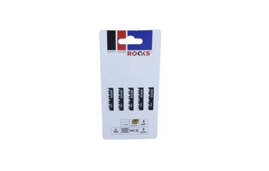 Lame de scie sauteuse Rooks HCS, type T, bois, 6 Tpi X 100 Mm, Kpl 5 pièces