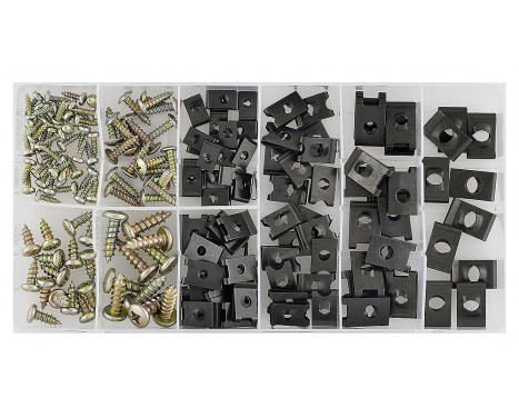 Assortiment de vis à tôle avec clip 170 pièces