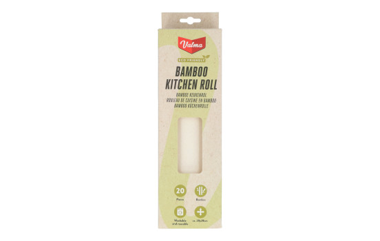 Valma ECO Rouleau de cuisine en bambou réutilisable, 20 feuilles