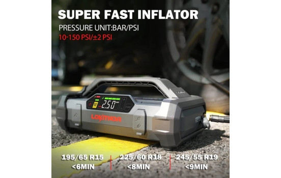 Démarreur au lithium Lokithor JA301 2000A avec compresseur 10 bars, Image 4