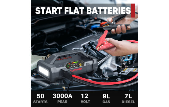 Démarreur de batterie au lithium Lokithor JA302 PRO 3000A avec compresseur 10 bars, Image 4