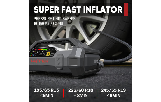 Démarreur de batterie au lithium Lokithor JA302 PRO 3000A avec compresseur 10 bars, Image 5
