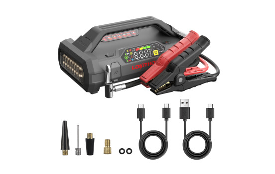 Démarreur Lokithor JA301 PRO + compresseur d'air 12 V 2 500 A