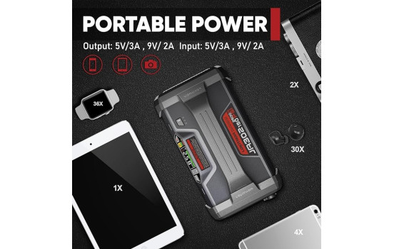 Lokithor JA302 2500A Démarreur au lithium avec compresseur 10bar, Image 4