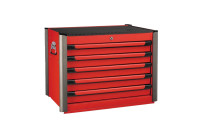 Boîte à outils rouge avec 5 tiroirs