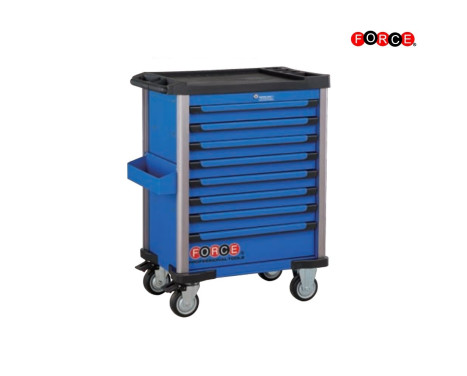Chariot à outils bleu avec 8 tiroirs