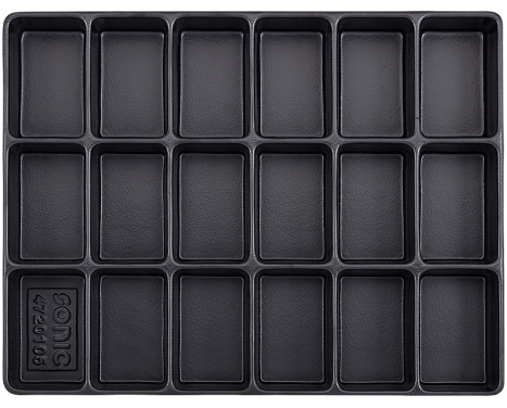 Plateau, vide 18 compartiments (290x370x48mm)