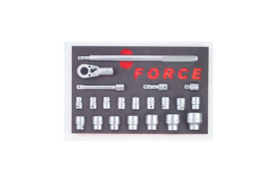 Coffret de douilles Force avec cliquet 3/4" 21 pièces (EVA)