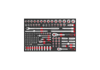 Jeu de douilles et clés Force 1/4", 3/8" et 1/2", 128 pièces (EVA)