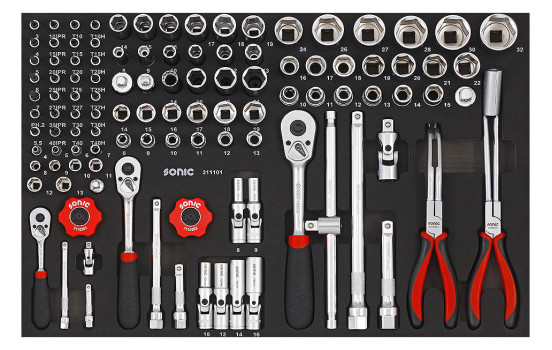 Jeu de douilles Sonic Bit 1/4", 3/8" et 1/2", 111 pièces