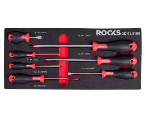 Jeu de tournevis plats Rooks, 7 pièces