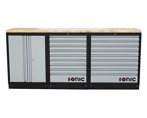 MSS 26 "/ 34" unité basse avec 18 tiroirs avec dessus en bois