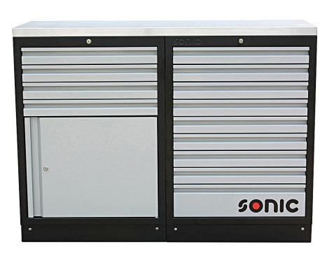 MSS 26 "9 tiroirs et armoire avec tiroirs supérieurs en acier inoxydable