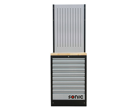 MSS 26 "Armoire à tiroirs et panneau de suspension en acier avec dessus en bois