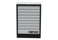 MSS 26 "Commode 9 tiroirs avec dessus en acier inoxydable