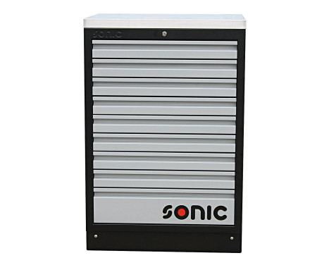 MSS 26 "Commode 9 tiroirs avec dessus en acier inoxydable