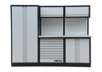 MSS 34 "9 tiroirs, armoire avec tiroirs et panneau de suspension (profondeur en acier inoxydable)