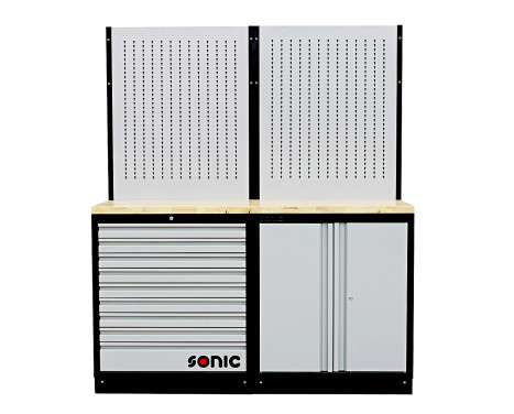 MSS 34 "9 tiroirs, armoire de rangement et panneau suspendu (bois)