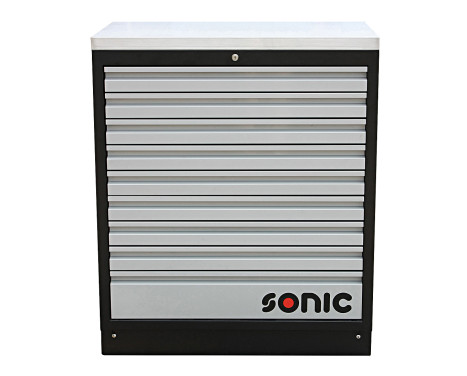 MSS 34 "Commode 9 tiroirs avec dessus en acier inoxydable