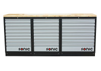 MSS Étagère basse 26 "/ 34" avec 27 tiroirs avec dessus en bois
