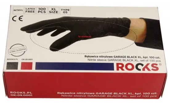 Gants jetables Rooks noirs, taille XL, lot de 100 pièces