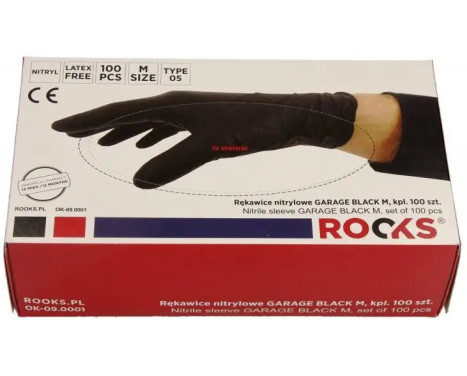Rooks Gants jetables noirs, taille M, lot de 100 pièces