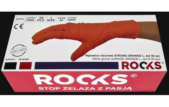 Rooks Gants jetables orange, taille L, lot de 50 pièces