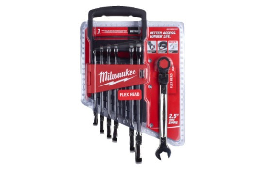 Jeu de clés à cliquet à insertion flexible Milwaukee Maxbite - 7 pièces.