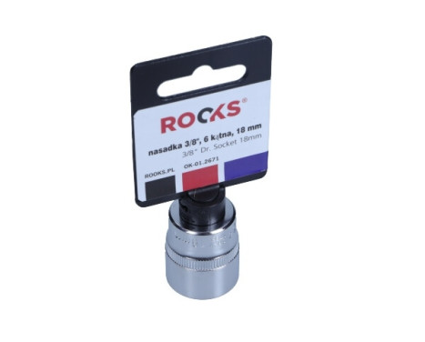 Rooks Douille 3/8", 6 pans, 18 mm