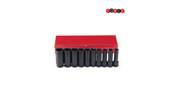 Jeu de 10 douilles à chocs Force 1/2" 12 pans (85 mm L)