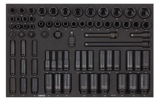 Jeu de douilles Sonic Power 3/8" et 1/2", 72 pièces