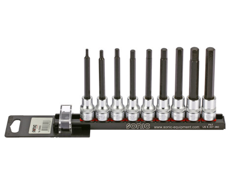 Bitdopset 3/8 ", longueur de l'hexagone 9 pièces sur rail