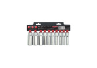 Force 41014Q Jeu de douilles 1/2" cannelure longue 10 pièces