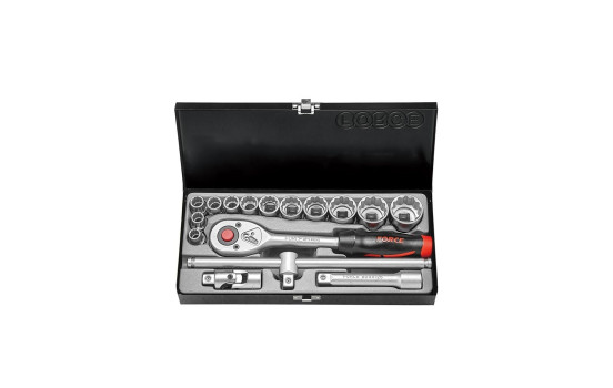 Jeu de douilles 1/2", 12 pans, 16 pièces