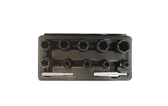 Jeu de douilles spirales 1/2", 3/8", 12 pièces, Image 2