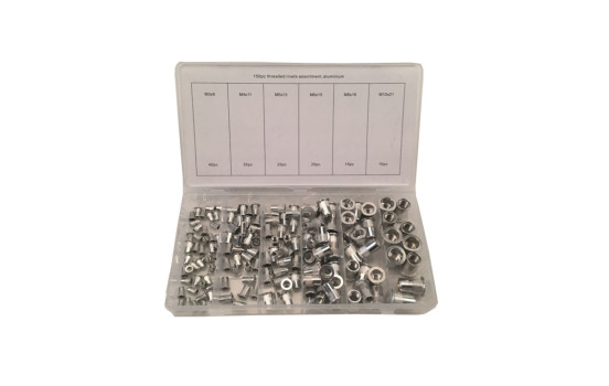 Assortiment d'écrous à rivets aveugles Aluminium 150 pcs