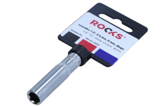 Rooks Douille 1/4", 6 pans, 8 mm, longue