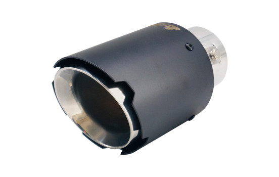 Simoni Racing Avgasrör Rund/Sned Matt Svart+Rostfritt Stål - Ø89xL152mm - Montering ->35-62mm