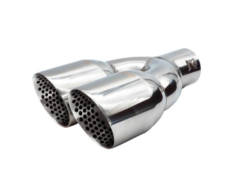 Simoni Racing Avgasspets Dubbel Rund/Sned Rostfritt Stål - 90xL245mm - Montering 35->61mm