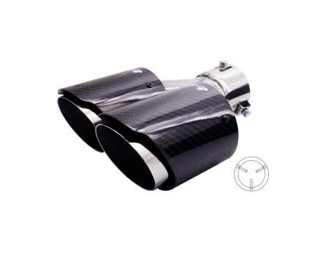 Simoni Racing Avgasspets Dubbel Vänster Rund/Sned Rostfritt Stål & Kol - 92xL215-230mm