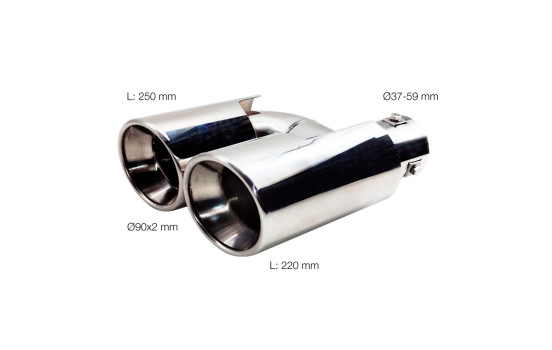 Simoni Racing Avgasspets dubbelrunda rostfritt stål - Ã˜90xL220mm - Montering ->Ã˜37-59mm, bild 5