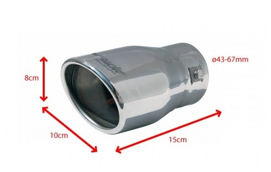Simoni Racing Avgasspets Oval/Sned Rostfritt Stål - 95x82 - Längd 147mm - Montering 43mm-67mm, bild 2